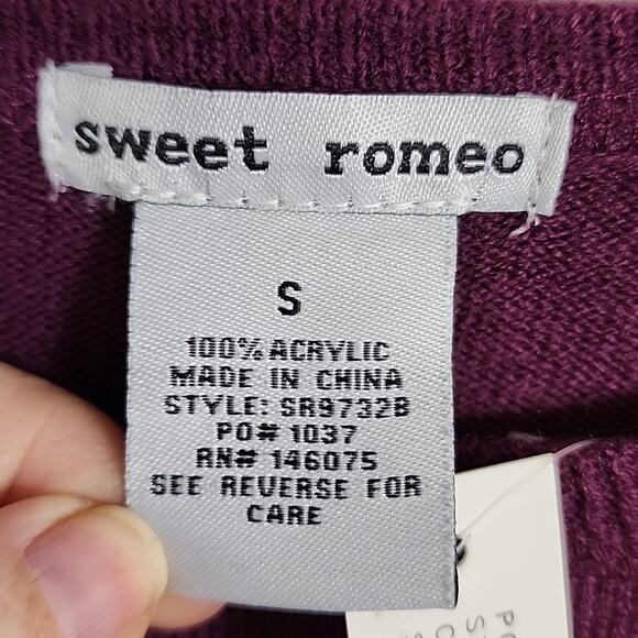 Sweet Romeo Eggplant Plum Crew Neck Sweater, NWT, Small - Picture 4 of 6